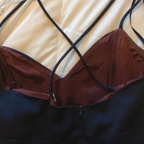 Navy Blue Floor Length Evening Dress - Picture 2 of 3